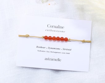 Bracelet discret cordon et Cornaline, Évidence - Bijou minimaliste pierre fine