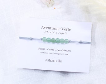 Discreet cord and Green Aventurine bracelet, Évidence - Minimalist fine stone jewelry