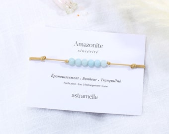 Discreet cord and Amazonite bracelet, Évidence - Minimalist fine stone jewelry