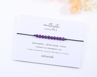 Fine cord and Amethyst bracelet, Myriade - Minimalist fine stone jewelry