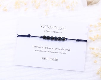 Discreet cord and Hawk's Eye bracelet, Évidence - Minimalist fine stone jewelry