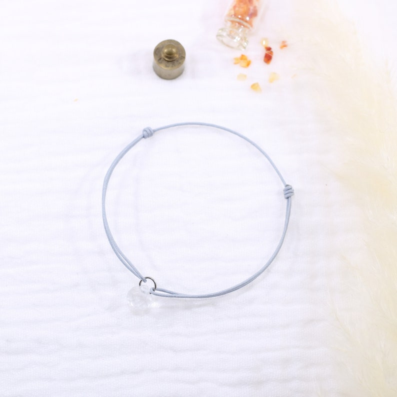 Delicate cord and drop bracelet Rock Crystal, April birthstone Minimalist fine stone jewelry image 3