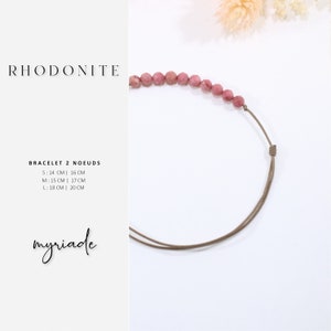 Fine cord and Rhodonite bracelet, Myriade Minimalist fine stone jewelry image 7