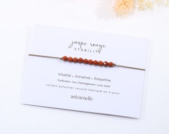 Bracelet fin cordon et Jaspe Rouge, Myriade - Bijou minimaliste pierre fine
