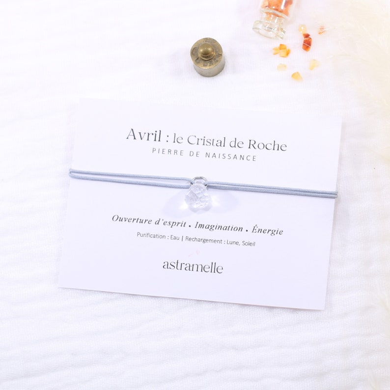 Delicate cord and drop bracelet Rock Crystal, April birthstone Minimalist fine stone jewelry image 1