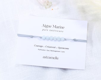 Discreet cord and Aquamarine bracelet, Évidence - Minimalist fine stone jewelry