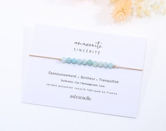 Fine cord and Amazonite bracelet, Myriade - Minimalist fine stone jewelry