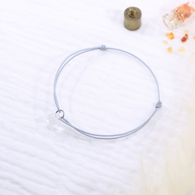 Delicate cord and drop bracelet Rock Crystal, April birthstone Minimalist fine stone jewelry image 4