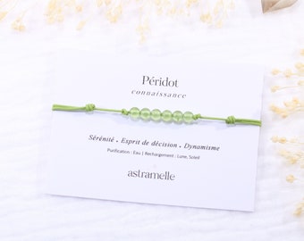 Bracelet discret cordon et Péridot, Évidence - Bijou minimaliste pierre fine