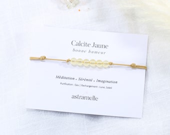 Discreet cord and Yellow Calcite bracelet, Évidence - Minimalist fine stone jewelry