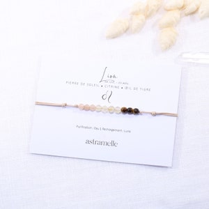 Fine cord bracelet and Sunstone, Citrine and Tiger's Eye, Leo Zodiac - Minimalist fine stone jewelry