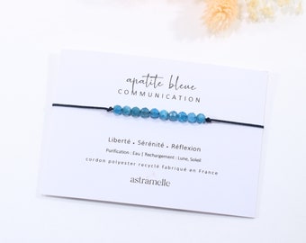 Fine cord and Blue Apatite bracelet, Myriade - Minimalist fine stone jewelry