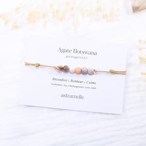 Discreet cord and Botswana Agate bracelet, Évidence - Minimalist fine stone jewelry