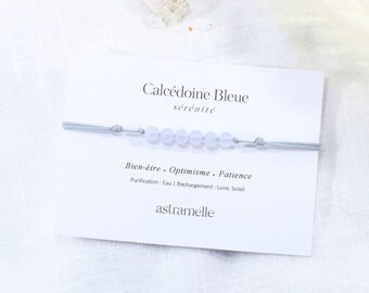 Discreet cord and Blue Chalcedony bracelet, Évidence - Minimalist fine stone jewelry