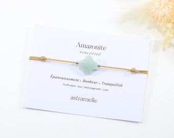 Refined cord and Amazonite clover bracelet, Jardin Secret - Minimalist fine stone jewelry