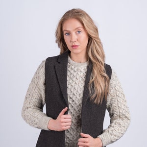 Celtic Tweed | Women&#39;s Brown Hopsack Tweed Gilet | Stylish Wool Gilet | Heritage Country Fashion