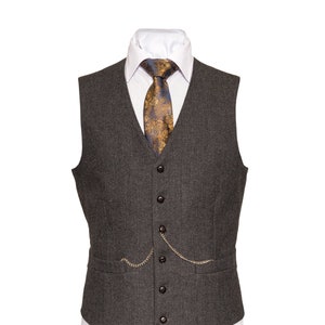 Keltischer Tweed Behan Graue Tweed Weste Handgefertigte maßgeschneiderte Luxus-Weste Bild 5