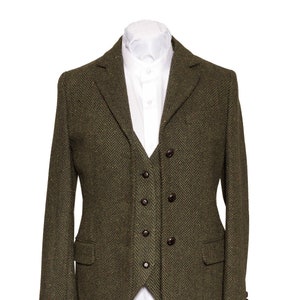 Women's Green Herringbone Tweed Jacket - Etsy