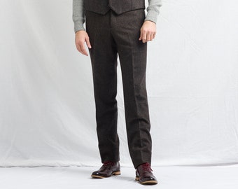 Celtic Tweed | Oscar Wilde Brown Tweed Trousers | Brown Trousers | Wool Trousers | Suit Trousers