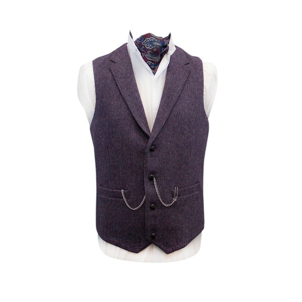 Celtic Tweed Moore Mulberry Tweed Waistcoat | Handcrafted Men's Irish Tweed Waistcoat