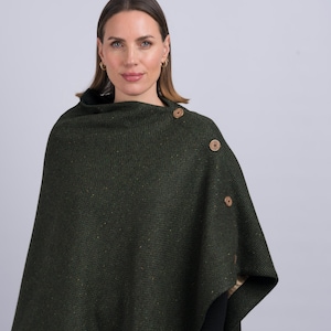 Celtic Tweed |Women&#39;s Green Herringbone Cape | Irish Tweed Wrap | Handmade in Dublin | Classic Wool Cloak | Luxury Slow Fashion | Irish Made