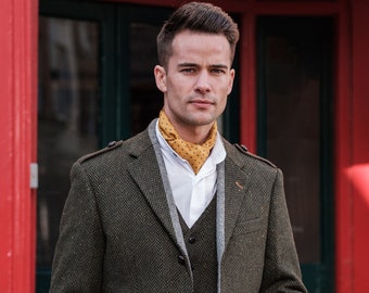 Celtic Tweed | Pearse Green Herringbone Tweed Jacket | Men's