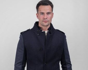 Celtic Tweed | Men's Navy Wool Coat | Men's Winter Coat| Irish Gifts | Gifts For Him | Mens Gifts | Vintage Clothing | Mens Outerwear