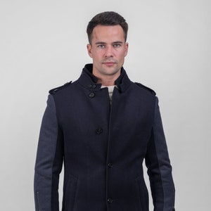 Celtic Tweed | Casaco de lã azul marinho masculino | Casaco de inverno masculino | Presentes irlandeses | Presentes para ele | Presentes masculinos | Roupas vintage | Casacos masculinos
