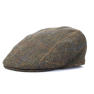 Bruine groene geruite Harris-tweed pet | Tweedhoed voor heren