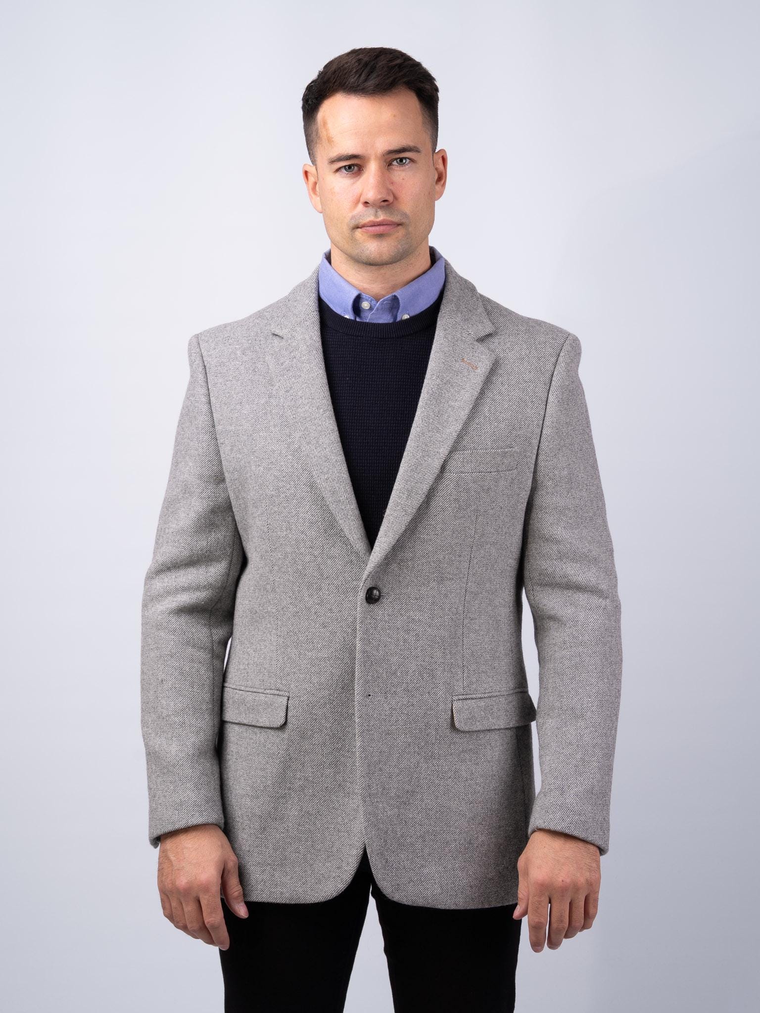 Celtic Tweed | Light Grey Classic Fit Tweed Jacket | Mens Tweed