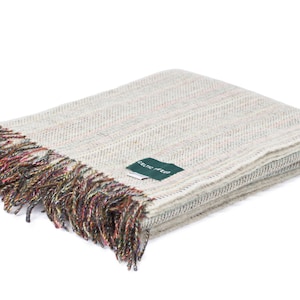 Oatmeal Heritage Wool Blanket | Cozy Irish Wool Throw | Classic Neutral Wool Blanket for Home | Farmhouse Style Deco