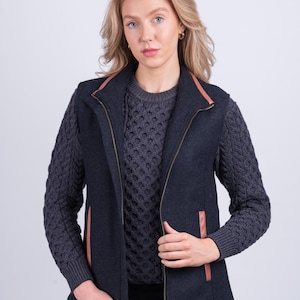 Celtic Tweed | Women&#39;s Handmade Navy Gilet | Women&#39;s Tweed Bodywarmer | Women Clothing Winter | Irish Gifts | Gifts For Her | Ladies Gifts