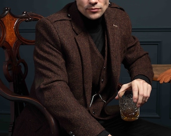 Men's Brown Herringbone Tweed Blazer | Classic Irish Wool Sportscoat
