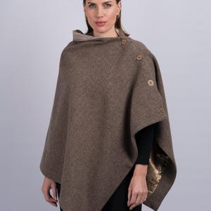 Celtic Tweed | Women&#39;s Fawn Wool Cape | Irish Tweed Cape | Handmade in Dublin | Luxury Wrap | Gifts for Her | Timeless Heritage Style