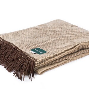 Latte Wool Blanket | Cozy Neutral Wool Throw for Home | Soft Irish Wool Blanket | Luxury Natural Wool Gift for All Seasons