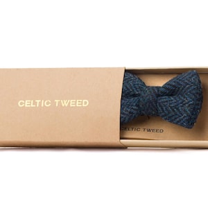 Celtic Tweed | W.B Yeats Irish Blue Herringbone Bow Tie | Handcrafted Bow Tie