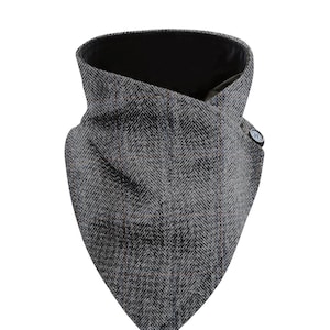 Unisex Grey Hunting Check Tweed Snood | Luxury Wool Winter Scarf | Handcrafted Irish Neck Warmer | Christmas Gift |Irish Gifts For Him & Her