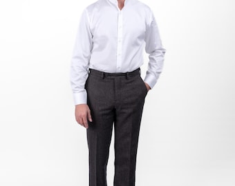 Men's Brown Hopsack Tweed Trousers | Classic Irish Wool Pants | Tailored Winter Tweed Trousers | Vintage-Style Heritage Clothing |