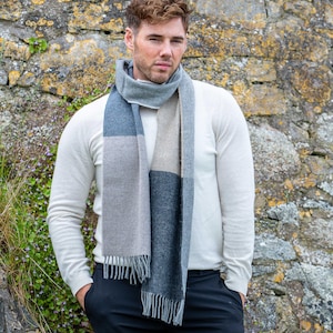 Lambswool Tokyo Stripe Scarf | Merino Wool | Mens Winter Scarf