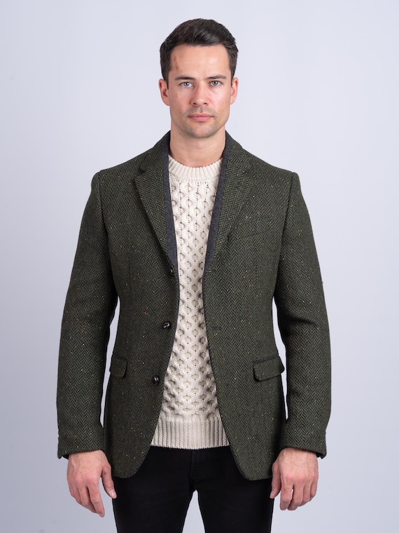 Celtic Tweed Casement Tweed Jacket Mens Green Herringbone Tweed Blazer Tailored Wool Classic Irish Sportscoat Wedding Suits for Men Etsy Ireland