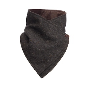 Celtic Tweed |Brown Hopsack Tweed Snood |Handmade Wool Neck Warmer |Tweed Scarf| Reversible Handmade Luxury Irish Accessory For Men & Women