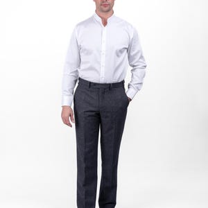 Celtic Tweed | Men’s Classic Tweed Trousers |  Wool Pants | Grey Suit Trousers | Tweed Pants | Grey Herringbone Tweed Trousers