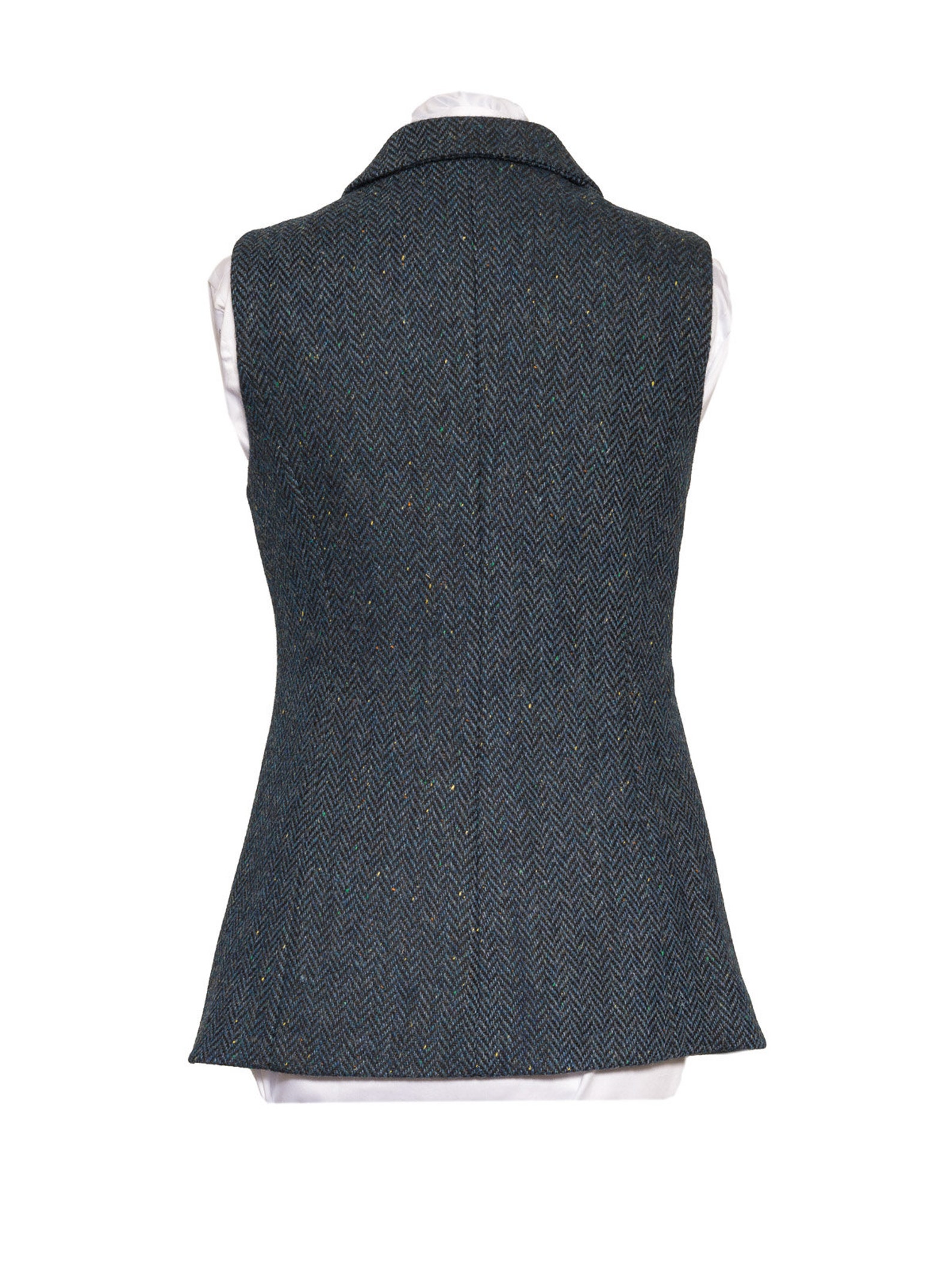 Ladies Blue Herringbone Tweed Gilet Ladies Blue Tweed Long Etsy Australia
