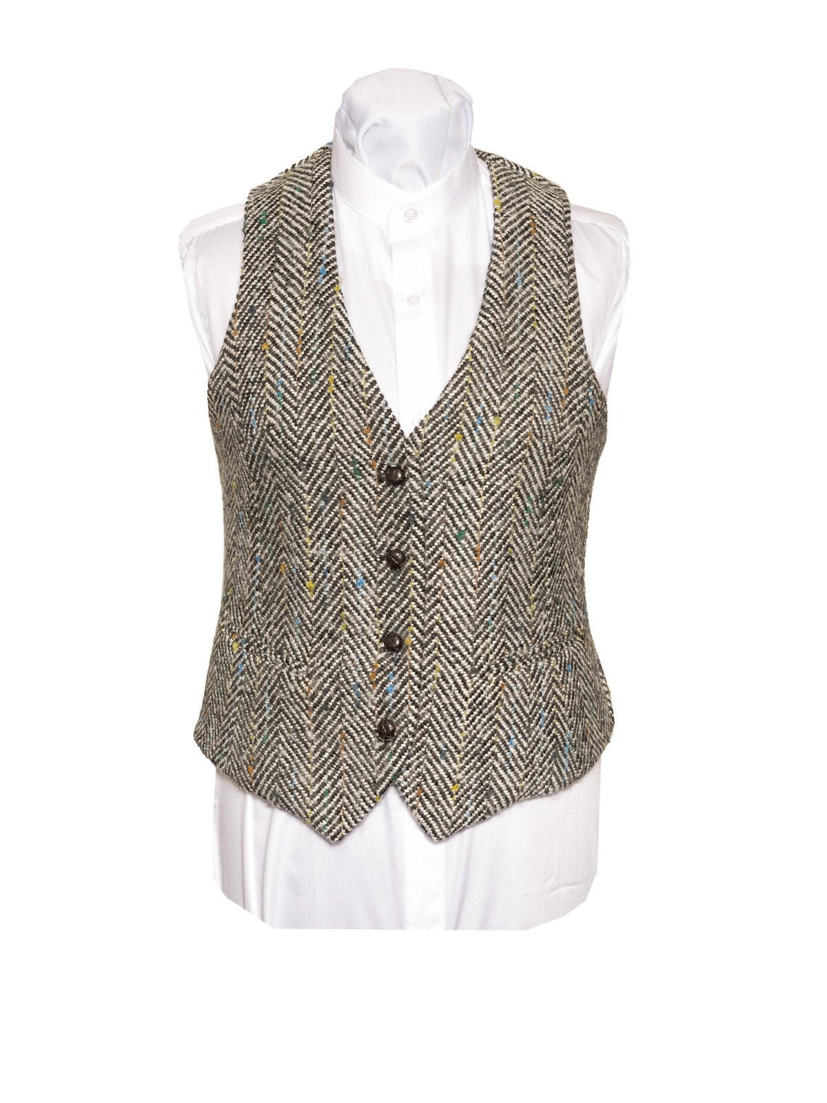 Women's Grey Herringbone Tweed Vest Etsy