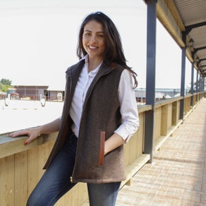 Celtic Tweed | Women&#39;s Mid Brown Tweed Gilet | Women&#39;s Tweed Bodywarmer | Women Clothing Winter | Irish Gifts | Gifts For Her | Ladies Gifts