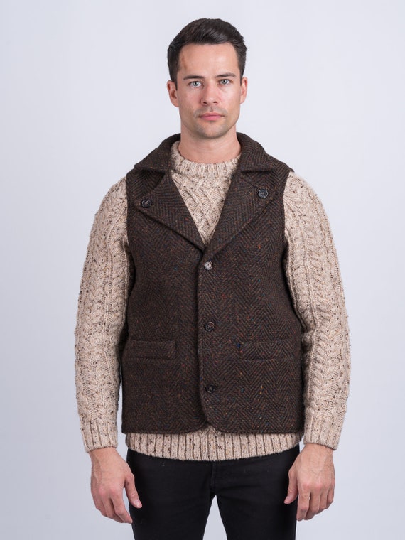 Man of Aran Irish Tweed Waistcoat Bog Brown Vest classic Irish Wool Vest Irish Gifts Gifts for Him Tailored Irish Vest mens Gifts Etsy Canada