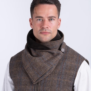 Celtic Tweed | Men’s Tweed Snood | Handmade Wool Neck Warmer | Gifts for Him | Men&#39;s Tweed Scarf | Irish Gifts | Mens Gifts | Checked Snood