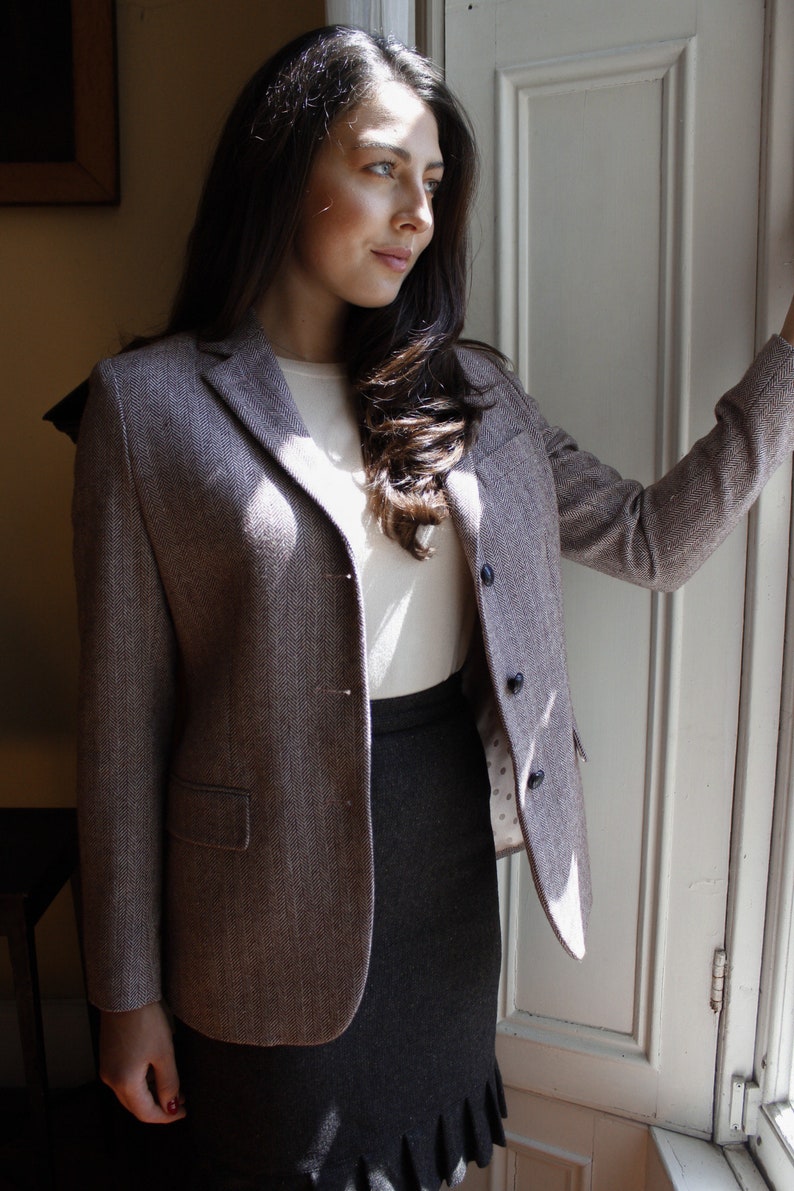 Women's Light Pink Herringbone Tweed Jacket Etsy