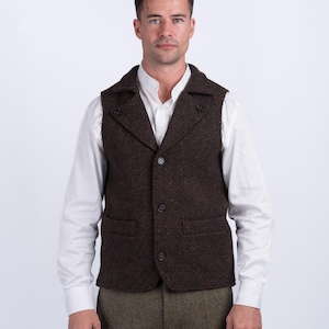 Man of Aran Irish Tweed Waistcoat | Bog Brown Vest |Classic Irish Wool Vest | Irish Gifts | Gifts For Him | Tailored Irish Vest |Mens Gifts