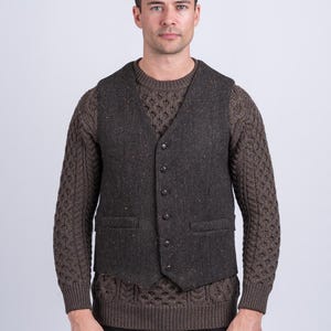 Celtic Tweed | Oscar Wilde Brown Hopsack Tweed Waistcoat | Groomsmen Vest | Suits For Him | Tweed Wedding Suit | Irish Gifts | Gifts For Him